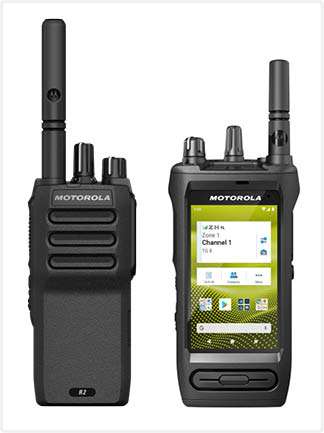 Image of a Motorola R2 and Ion two-way radio